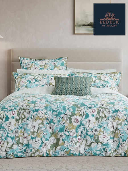 Bedeck of Belfast Blue Green Azmi 200 TC Sq Pillowcases Pair (V11887) | €71