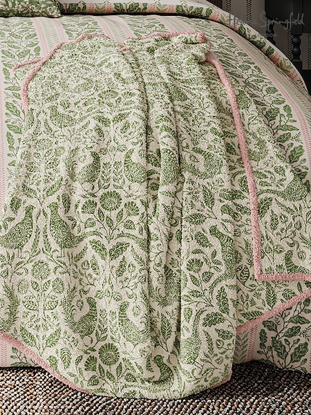 Helena Springfield Green Pink Pheasant Cosy Fleece Throw (V11909) | 173 QAR