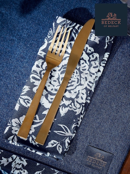 Bedeck of Belfast Set of 4 Midnight Navy Morsan 100% Cotton Napkins (V11946) | AED105