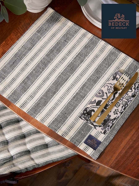Bedeck of Belfast Charcoal Set of 2 Saja Stripe 100% Cotton Placemats (V11953) | AED105