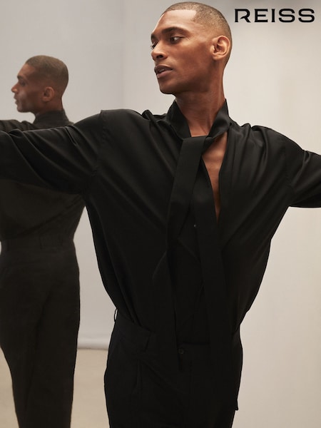 Reiss Black Forte Reiss | Royal Ballet Tie-Neck Shirt (V11987) | €378