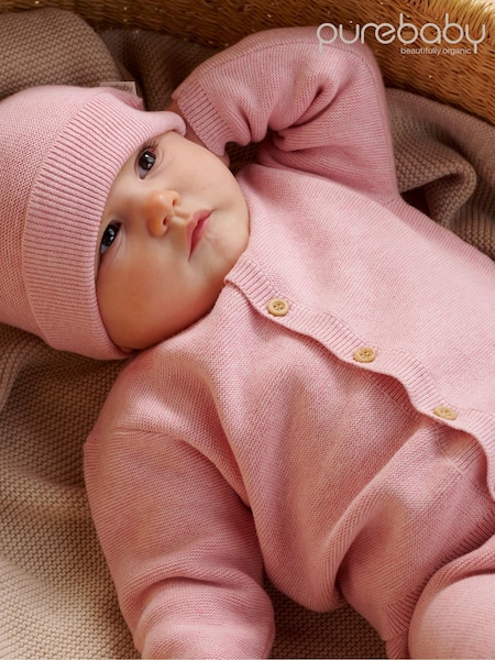 Purebaby Pink Textured Knit Cardigan (V12022) | AED163
