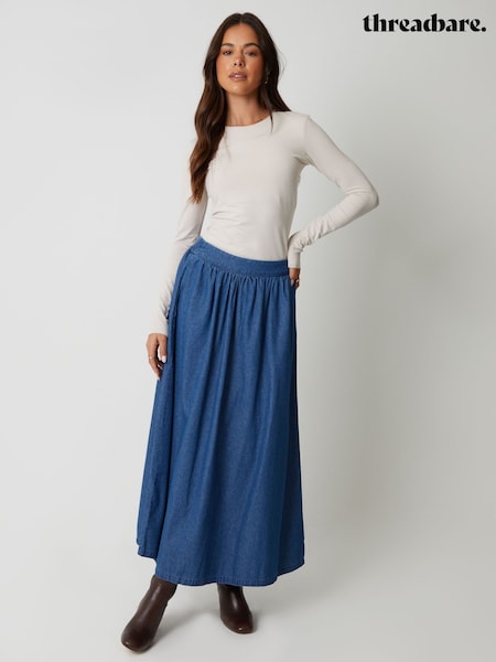 Threadbare Blue Pull On Denim Midaxi Skirt (V12152) | €42