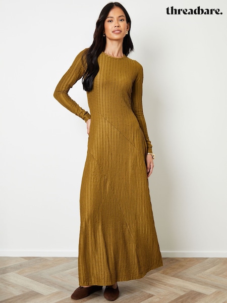 Threadbare Green Textured Jersey Seam Detail Maxi Dress (V12163) | €48