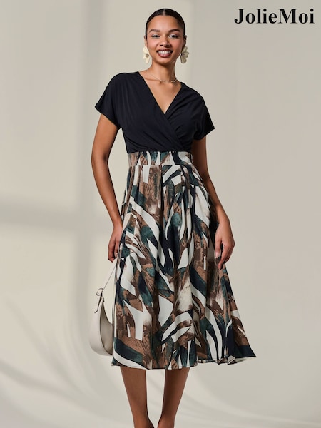 Jolie Moi Short Sleeve Two Tone Midaxi Dress (V12171) | 112 €