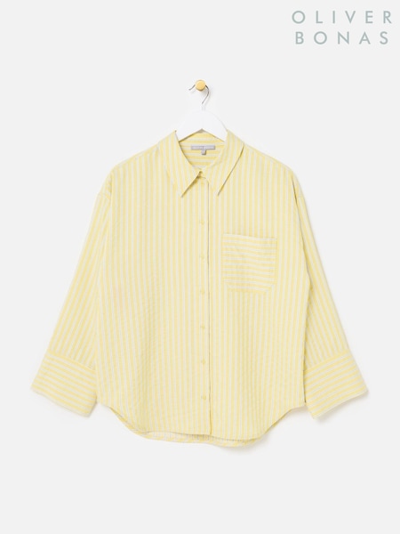 Oliver Bonas Yellow Button Up Striped Shirt (V12188) | AED349