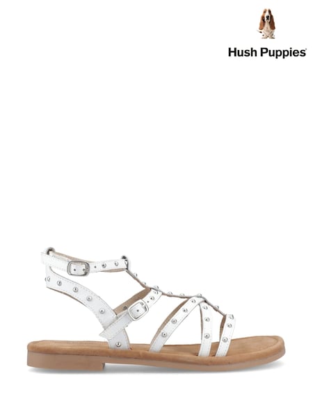Hush Puppies White Tori Stud Gladiator Sandals (V12249) | LEI 372