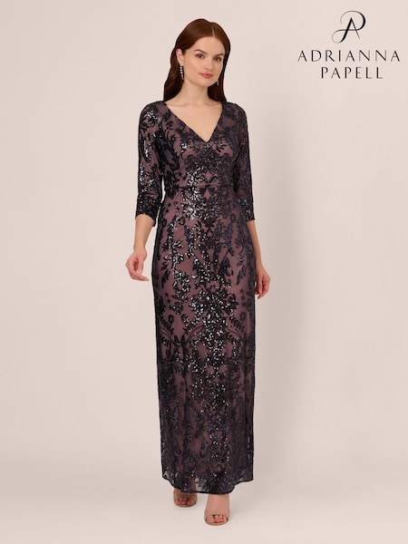 Adrianna Papell Blue Studio Beaded Long Dress (V12274) | €216