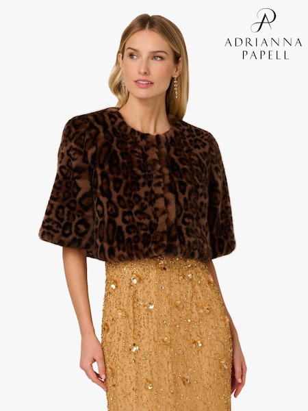 Adrianna Papell Animal Faux Fur Brown Cover-Up (V12290) | R$ 1.470