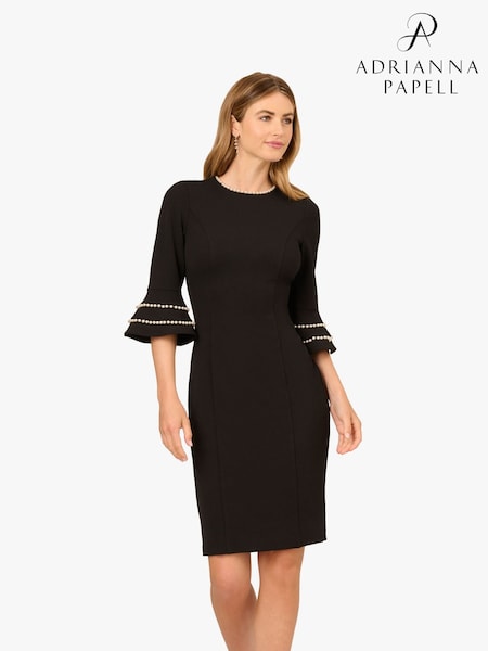 Adrianna by Adrianna Papell Pearl Trimmed Black Dress (V12297) | €178