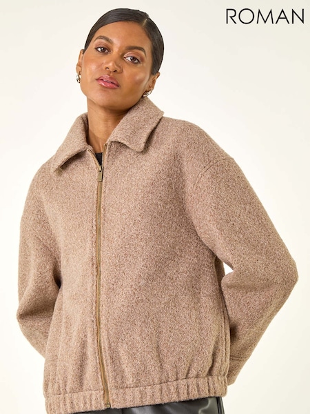 Roman Brown Boucle Bomber Jacket (V12302) | €89