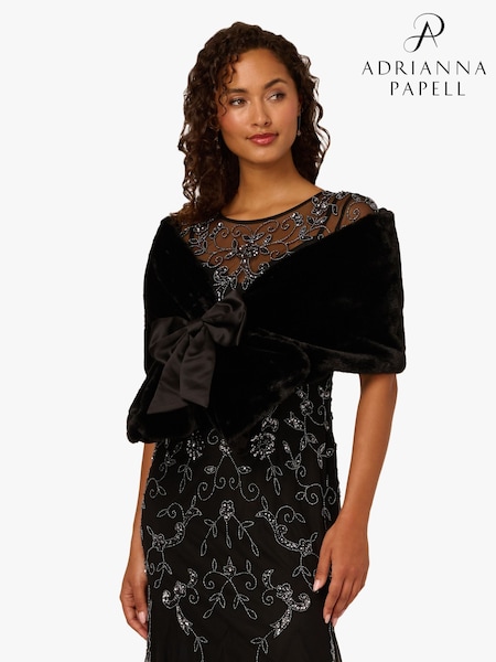 Adrianna Papell Faux Fur Bow Black Cover-Up (V12304) | 154 €