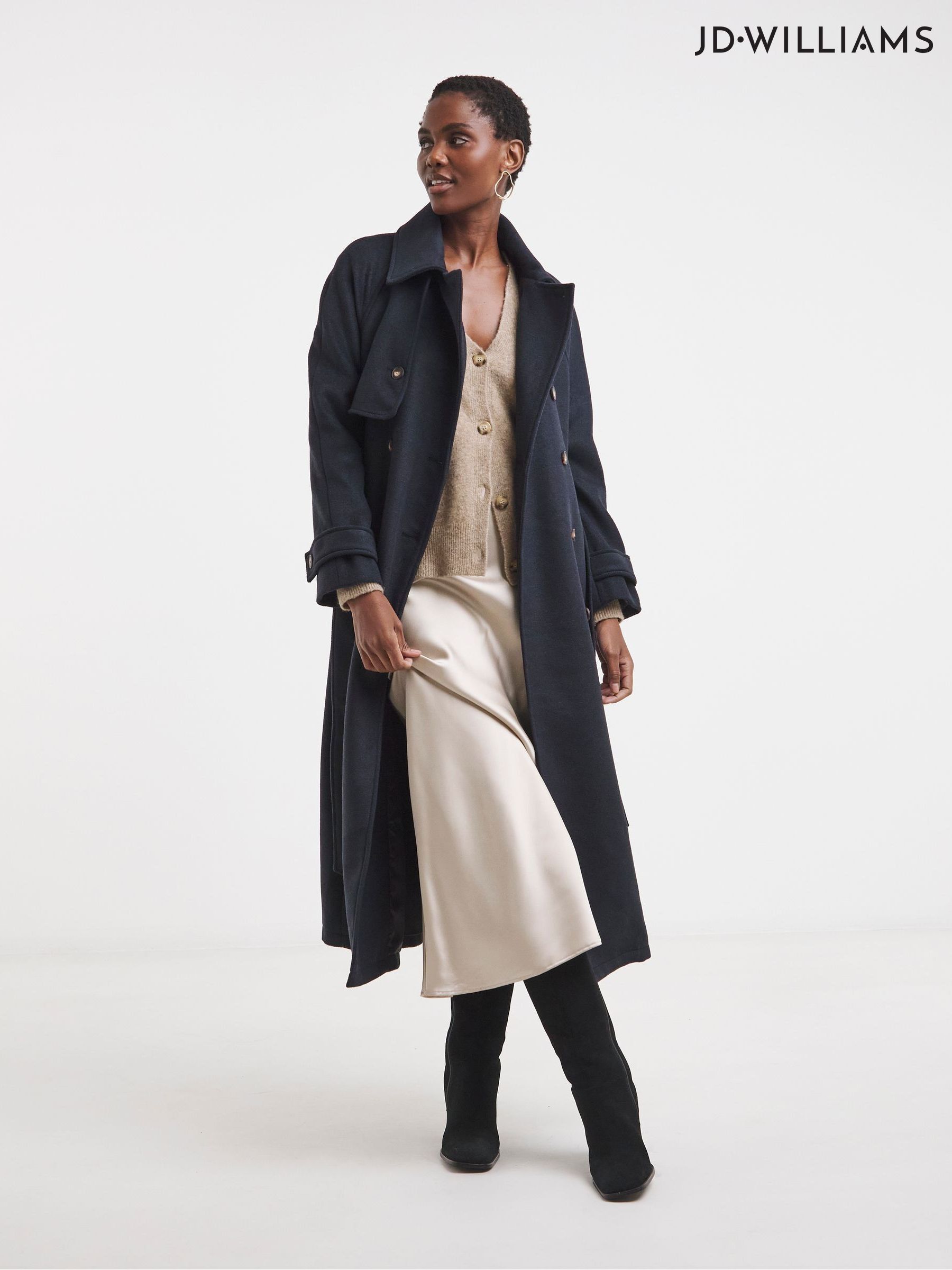 Buy Women's Coats Blue Long Plain Online | Next USA