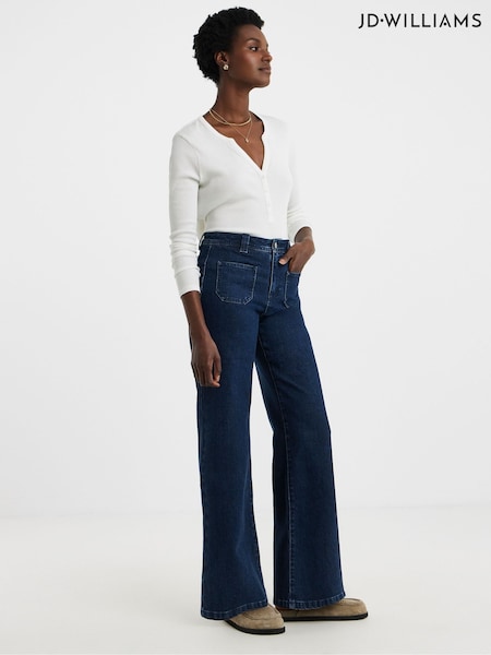 JD Williams Blue Pocket Front Wide Leg Jeans (V12335) | €57