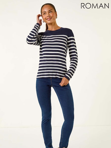 Roman Blue Petite Stripe Knitted Jumper (V12391) | €42