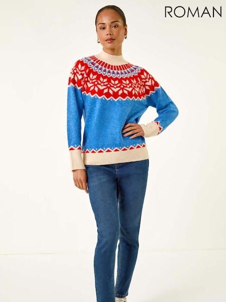 Roman Petite Fairisle Pattern High Neck Knit Jumper (V12396) | R$ 510