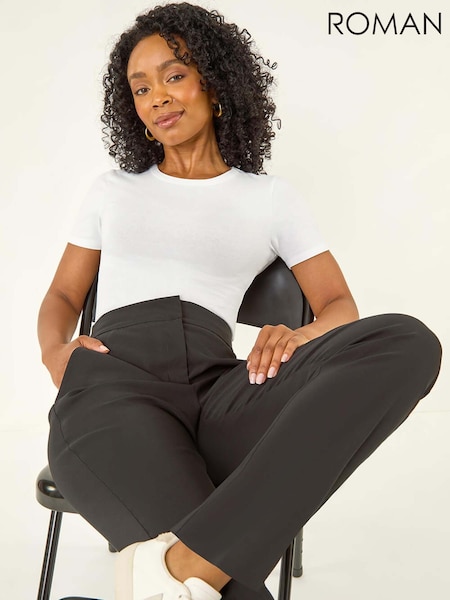 Roman Black Petite Bengaline Smart Stretch Trousers (V12404) | €42