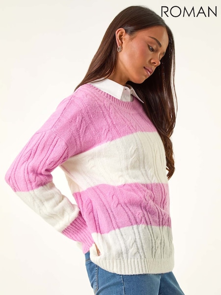 Roman Pink Petite Stripe Knitted Jumper (V12406) | €53
