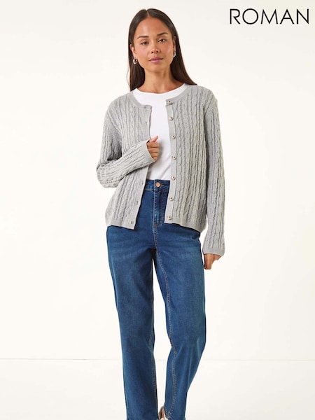 Roman Grey Petite Cable Knitted Cardigan (V12431) | €51