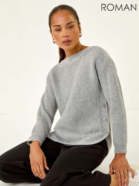 Roman Grey Petite Curve Hem Knit Jumper (V12448) | AED306