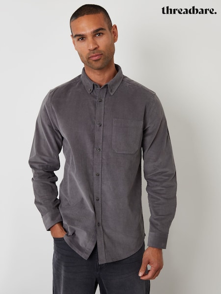 Grey - Regular Threadbare Corduroy Shirt