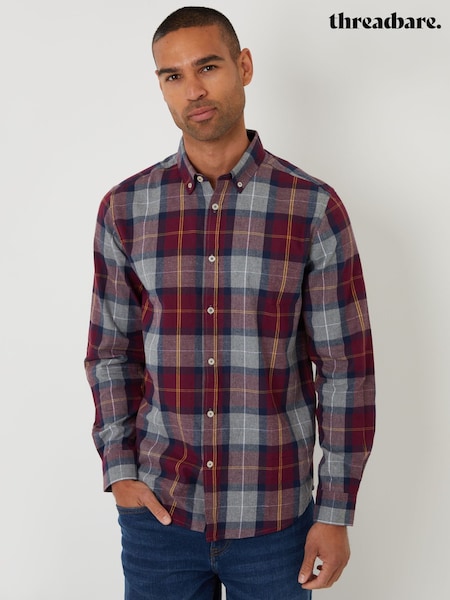 Threadbare Red Brushed Flannel Check Long Sleeve Shirt (V12483) | 131 QAR
