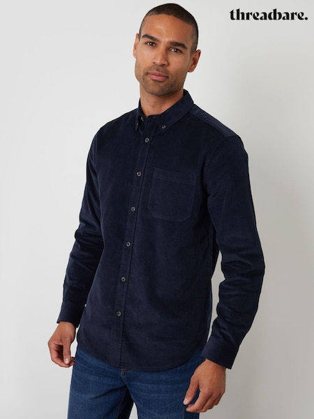 Navy Blue - Regular Threadbare Corduroy Shirt