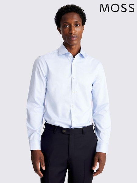 MOSS Slim Fit Sky Blue Stripe Non Iron Shirt (V12511) | €66