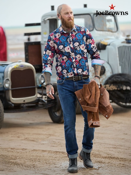 Joe Browns Blue All Over Skull Print Shirt (V12607) | €60
