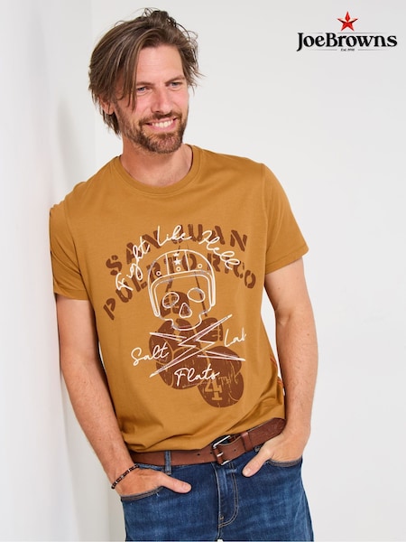 Joe Browns Orange Biker Skull Flatlock Stitch T-Shirt (V12612) | AED169