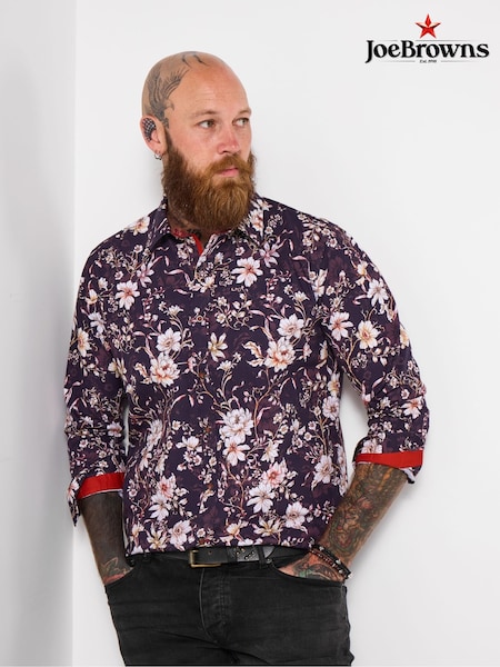 Joe Browns Brown Contrast Trim Floral Shirt (V12615) | R$ 445
