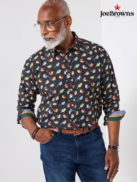 Joe Browns Black Bird Print Shirt (V12616) | 223 QAR