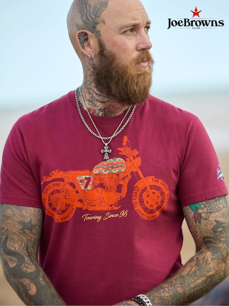 Joe Browns Purple Stylish Crew Neck Biker T-Shirt (V12632) | €41