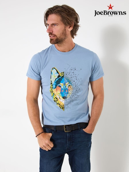 Joe Browns Blue Wolf Contrast Print T-Shirt (V12650) | 144 QAR