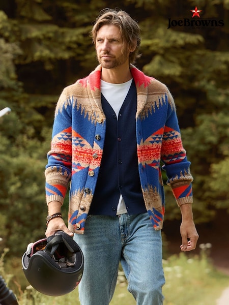 Joe Browns Blue Wild Aztec Shawl Cardigan (V12657) | €92