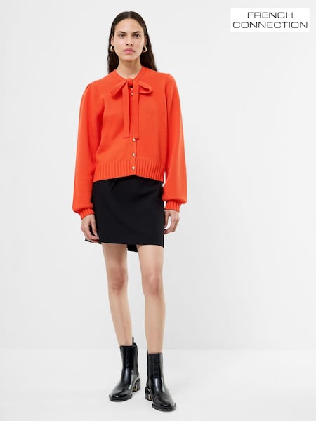 French Connection Orange Varli Long Sleeves Tie Neck Cardigan (V12665) | € 104