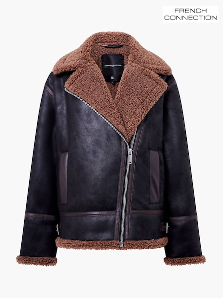 French Connection Black Suedette Zip Up Jacket (V12672) | €204