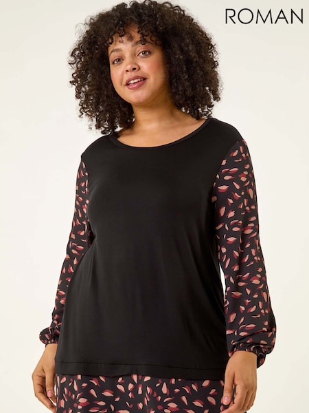 Roman Curve Contrast Stretch Tunic Top (V12702) | R$ 510