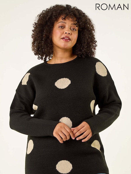 Roman Black Curve Large Spot Knit Jumper (V12706) | €60