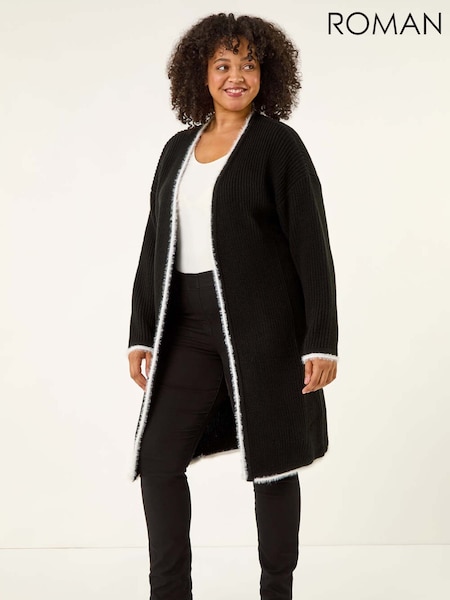 Roman Black Curve Longline Knit Cardigan (V12708) | 340 QAR