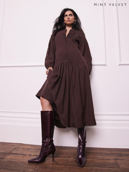 Mint Velvet Purple Pleat Detail Maxi Dress (V12744) | €199