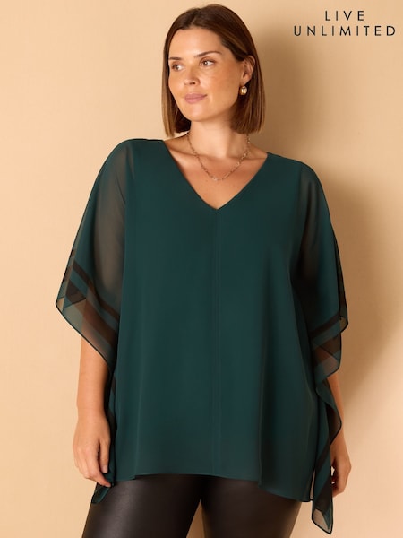 Live Unlimited Green Contrast Side Stripe Overlay Top (V12790) | €83