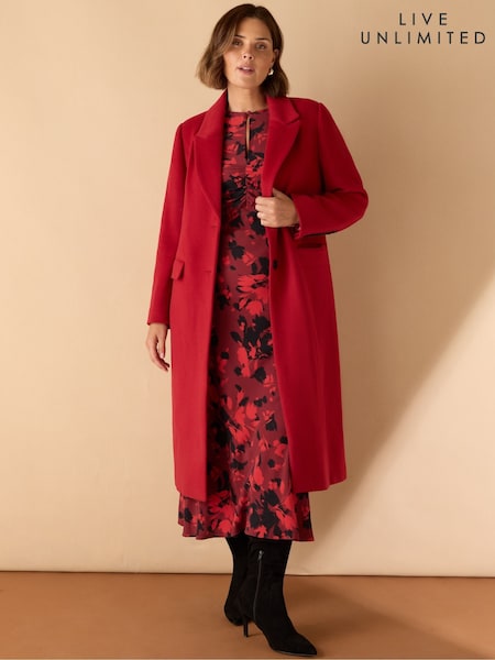 Live Unlimited Red Wool Blend Tailored Coat (V12796) | €295