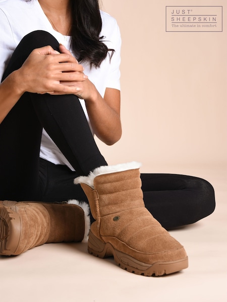 Just Sheepskin Ladies Hannah Sheepskin Padded Brown Boots (V12814) | €131