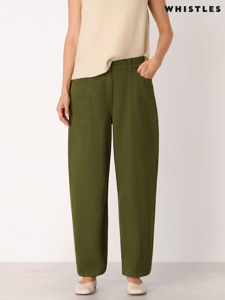 Whistles Green Casual Cotton Barrel Trousers (V12948) | €126