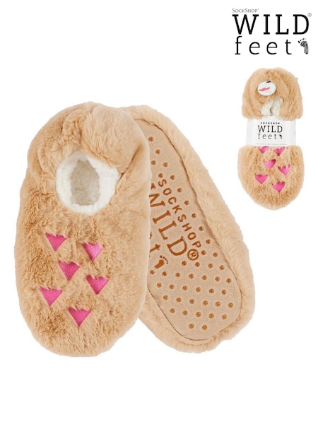 Wild Feet Nude Fluffy Footsie Slippers (V12975) | R$ 120