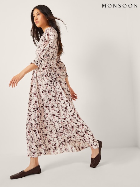 Monsoon Cream Jacqueline Floral Midi Dress (V13034) | €106