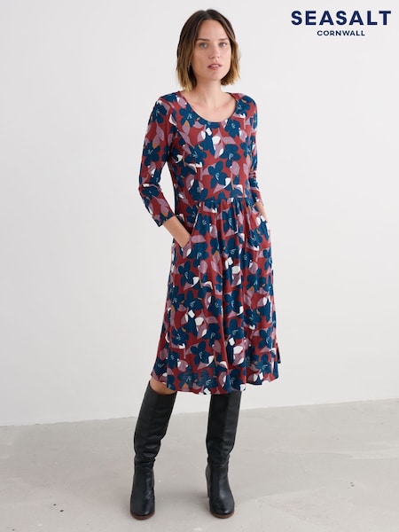 Seasalt Cornwall Blue Enor 3/4 Sleeve Dress (V13102) | 327 QAR