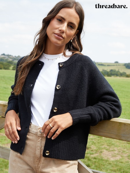 črna - Threadbare Button Up Knitted Cardigan (V13113) | € 33