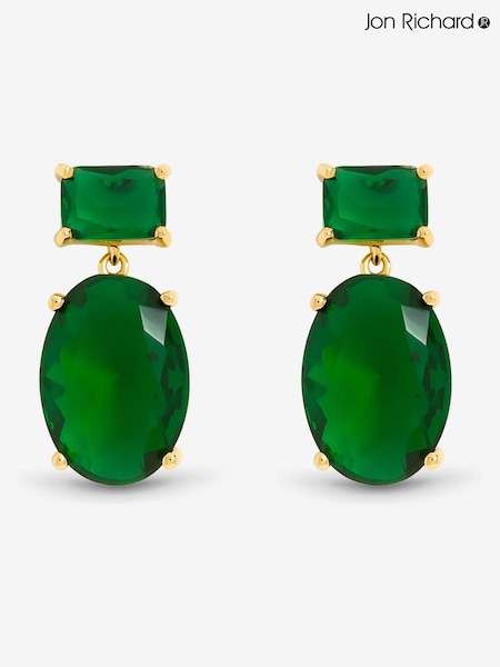 Jon Richard 14K Gold Crystal and Emerald Drop Earrings (V13505) | €33
